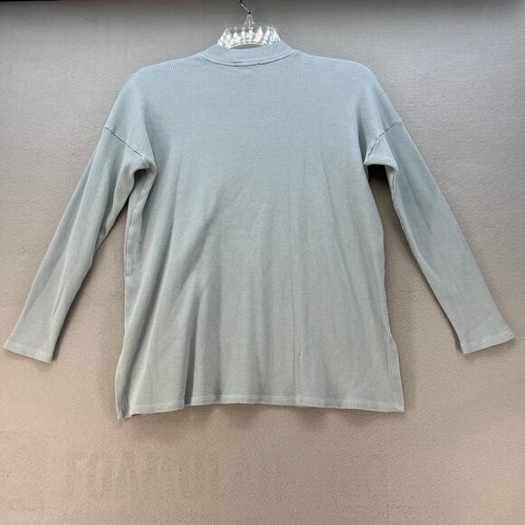 Eileen Fisher Top Women's Size S Gray Waffle Knit Long Sleeve Mock Neck Normcore - Picture 8 of 10